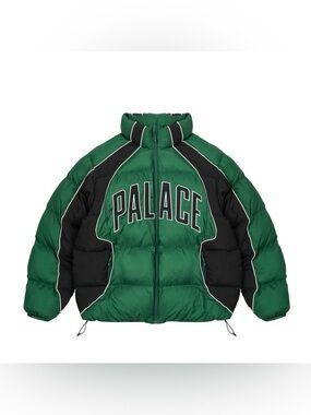 PALACE SPORT MIT PUFFA RACEY GREEN / BLACK Size Large SS25 Logo Puffer Jacket
